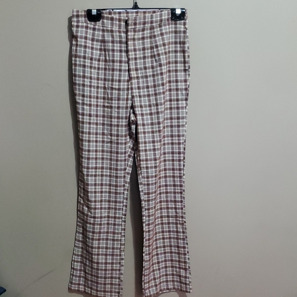 Romwe Plaid Flare Pants Size 6